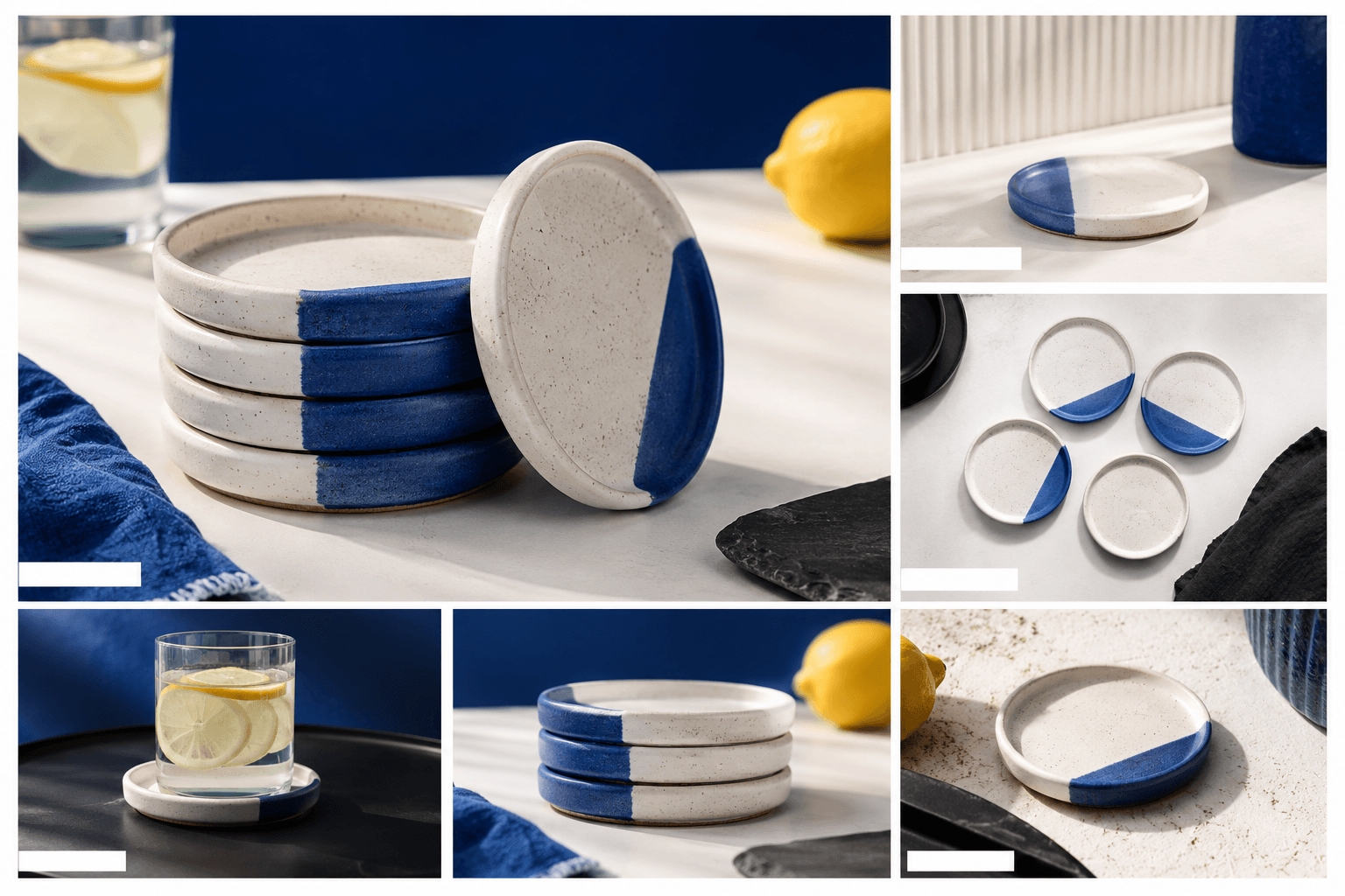 Contact sheet of unbranded ceramic coaster product crops